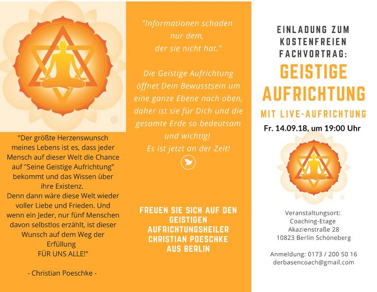 Fachvortrag - Die Geistige Aufrichtung am Fr, 14.09.2018