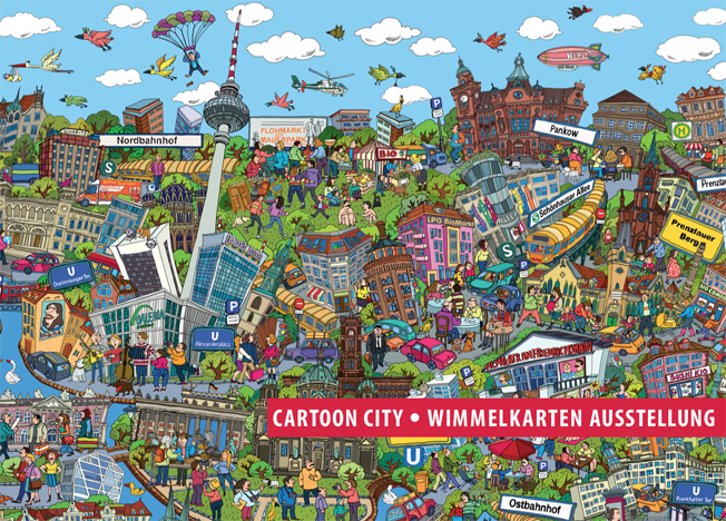 Vernissage "Cartoon-city" Wimmelkarten Ausstellung