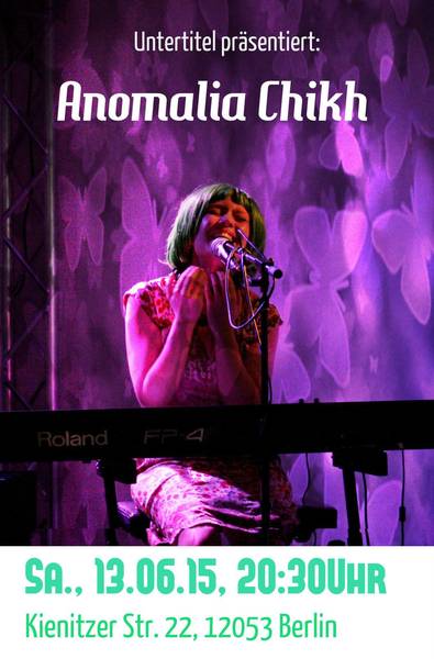 Saturday 13th June: Anomalia Chikh + Enzo Caterino live at Untertitel