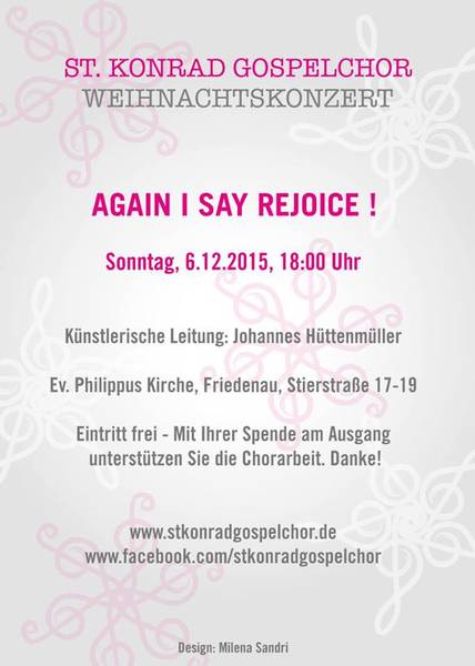 Again I say rejoice! Weihnachtskonzert des St. Konrad Gospelchor