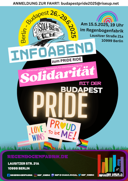"Infoabend zum Pride Ride nach Budapest" - im RegenbogenKino