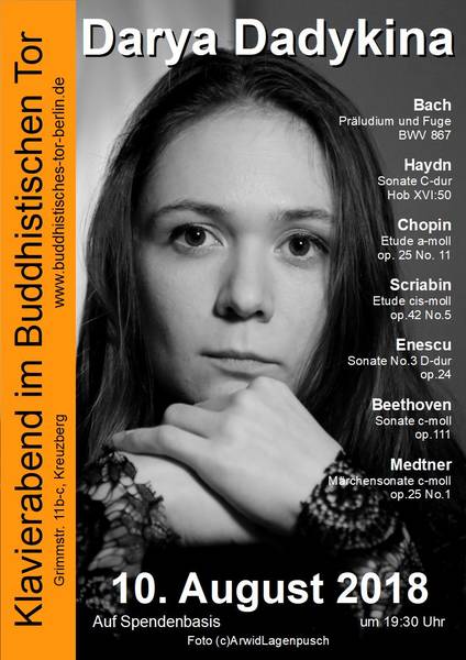Klavierabend mit Darya Dadykina im Buddhistischen Tor Berlin