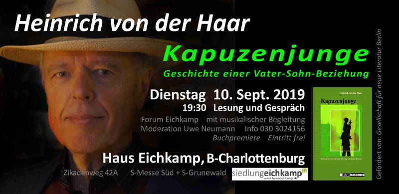Premierenlesung Haus Eichkamp // Heinrich von der Haar: KAPUZENJUNGE