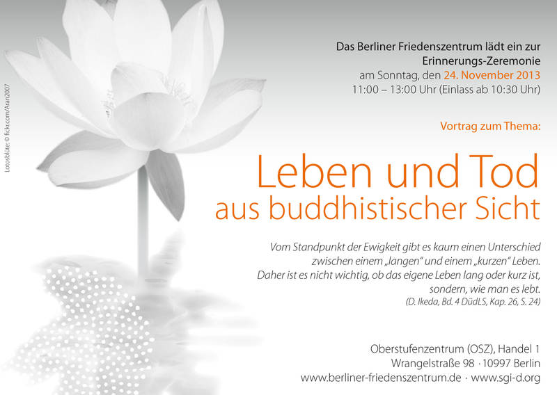 Erinnerungszeremonie und Vortrag "Leben und Tod aus buddhistischer Sicht"