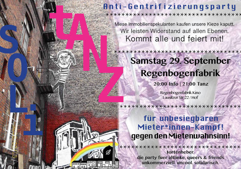 "Unbesiegbarer Mieter*innen-Kampf" - Soliparty im RegenbogenKino