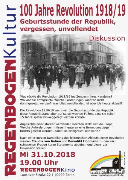 "100 Jahre Revolution 1918/19" - Diskussion im RegenbogenKino