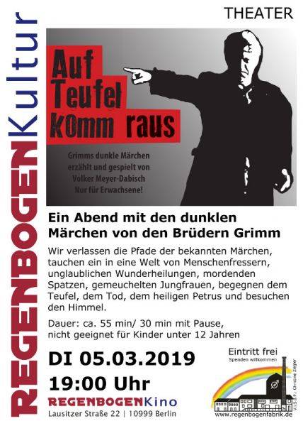 "Auf Teufel komm raus" - Solo-Theaterstück im RegenbogenKino