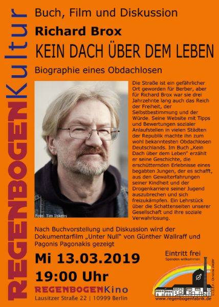 "Kein Dach über dem Leben" - Lesung im RegenbogenKino
