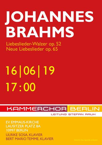 Sommerkonzert Brahms Liebesliederwalzer mit dem KAMMERCHOR BERLIN