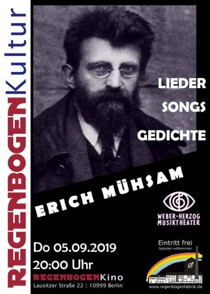 "Erich Mühsam Abend" - Musiktheater im RegenbogenKino