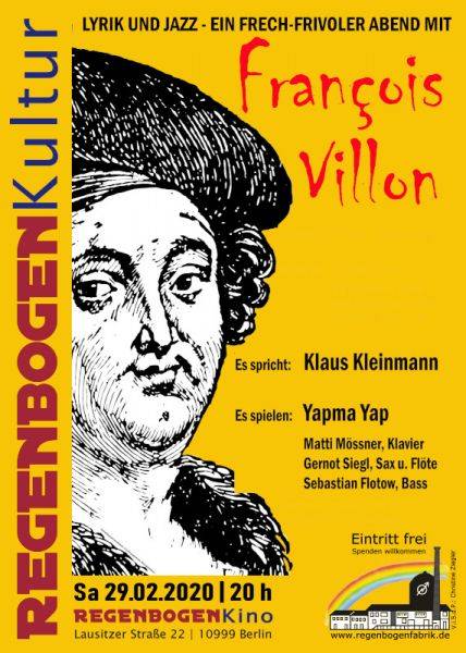 "François Villon" - Lyrik & Jazz im RegenbogenKino