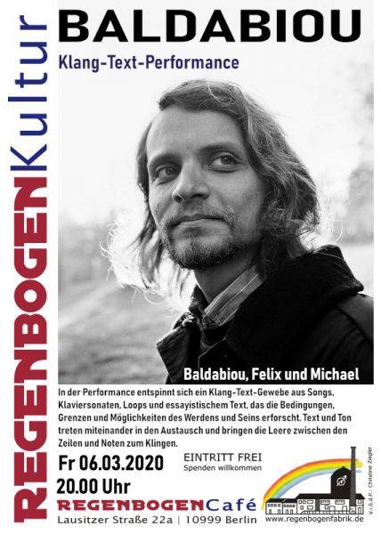 "Baldabiou" - Text-Klang-Performance im RegenbogenCafé