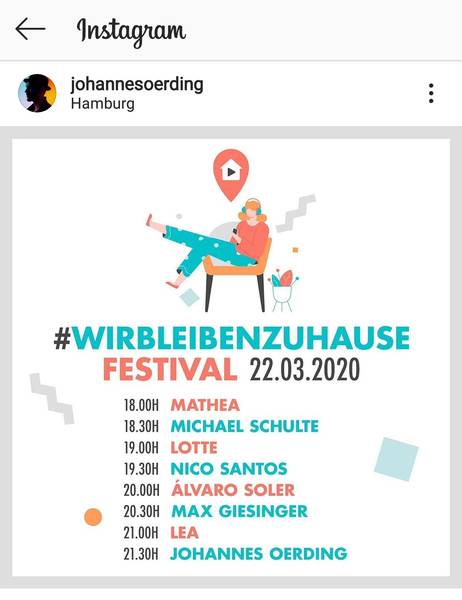 Wir bleiben Zuhause Festival mit Prominenten