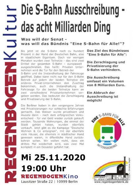 "Die S-Bahn Ausschreibung" - Online-Konferenz (RegenbogenKino)