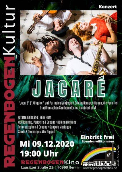 - Bis auf Weiteres verschoben - "Jacaré" - Konzert im RegenbogenKino