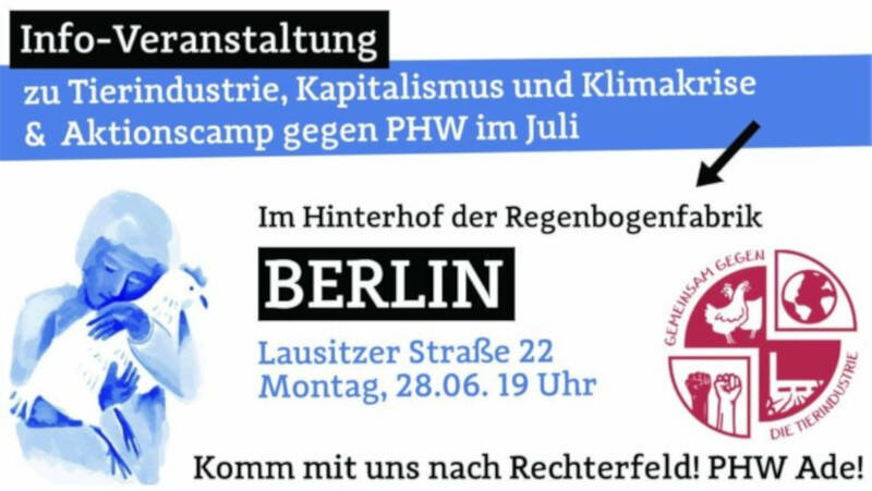 "Tierindustrie, Kapitalismus & Klimakrise" - Infoveranstaltung zu PHW | Im Hof der Regenbogenfabrik