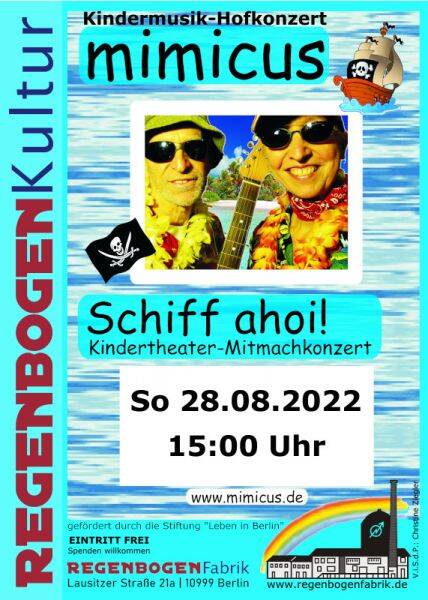 "Schiff ahoi" - Kindertheater-Mitmachkonzert im Hof der Regenbogenfabrik