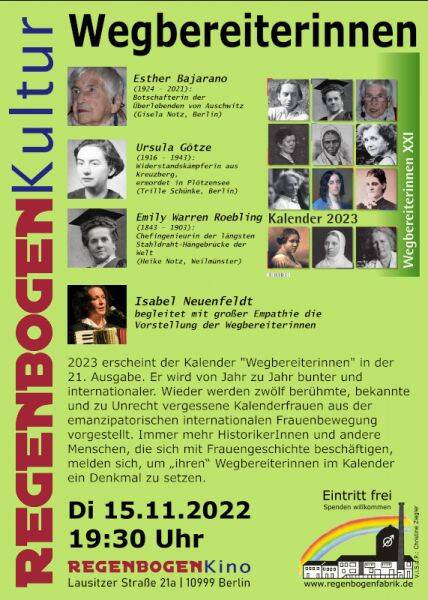 "Wegbereiterinnen XXI" - Kalenderpräsentation im RegenbogenKino