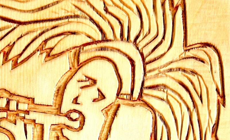Federschmuck und Musikanten - Holzschnitte von WoodPrintBerlin 