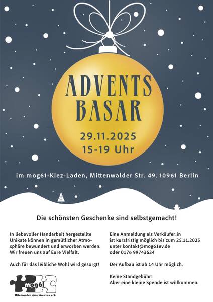 Nachhaltiger Adventsbasar im Kiez-Laden des mog61 e.V.