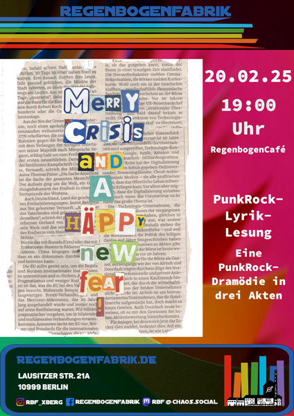 "Merry Crisis and a Häppy New Fear" - PunkRock-Dramödie in drei Akten im RegenbogenCafé