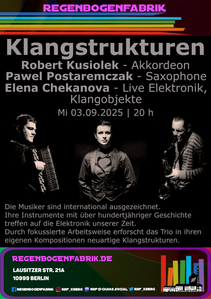 "Klangstrukturen" - Trio-Konzert im RegenbogenKino