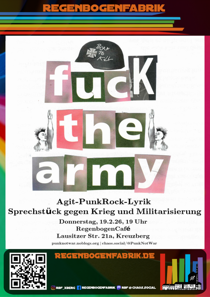 "Fuck the Army" - Sprechstück gegen Krieg und Militarisierung im RegenbogenCafé