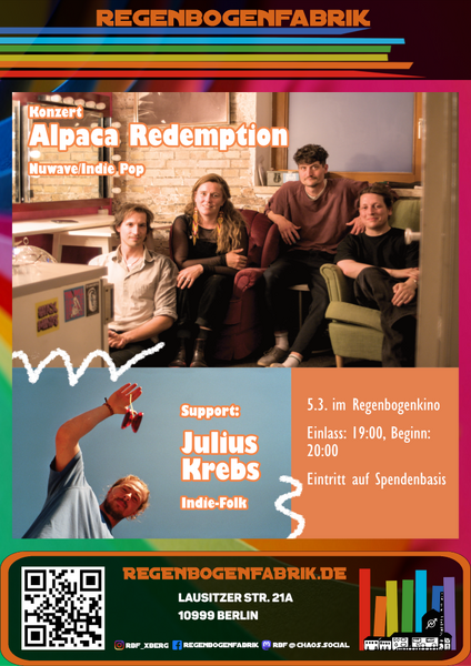 "Alpaca Redemption & Julius Krebs" - Konzert im RegenbogenKino