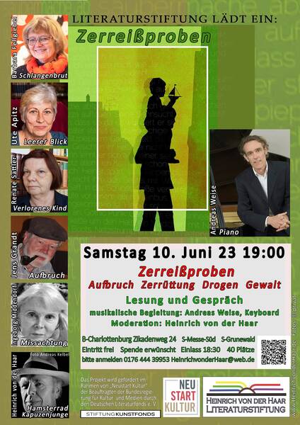 Literatursalon „ZERREIßPROBEN ... Zerrüttung, Drogen, Gewalt“
