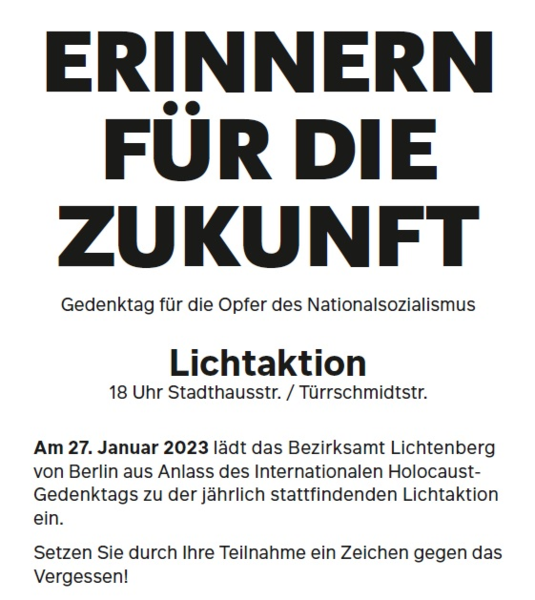 Erinnern für die Zukunft (Lichtaktion bis in Morgenstunden)