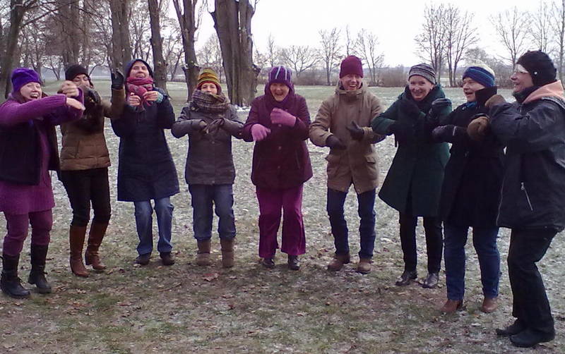 Neujahrs-Lachen auf dem Tempelhofer Feld