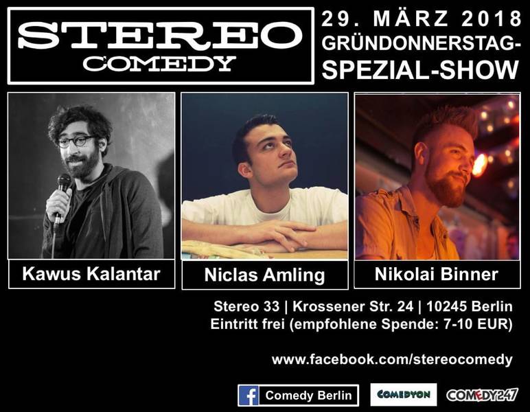 STAND UP COMEDY | Stereo Comedy Club: Gründonnerstag-Spezial-Show | 20.30 Uhr | Berlin-Friedrichshain