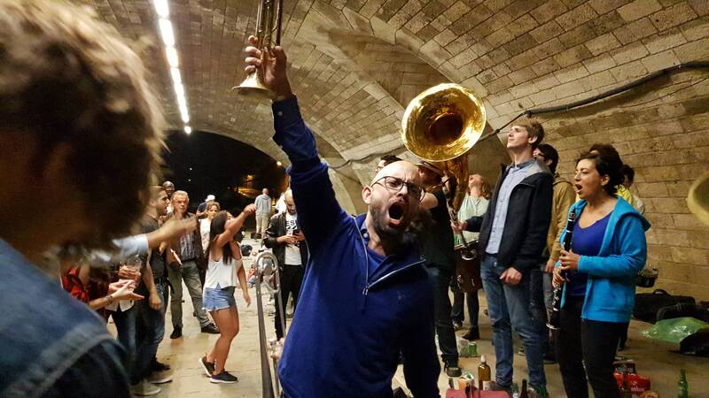 Brass Musik zum Start der Fahrraddemo Unteilbar