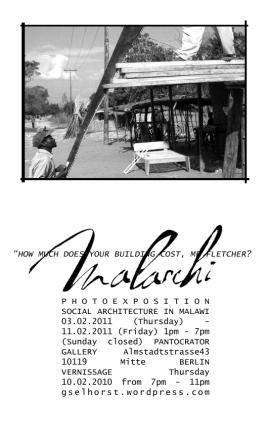Fotoausstellung (in Mitte, Almstadtstr. 43) sozial architektonisches Entwicklungshilfeprojekt in Malawi/Afrika