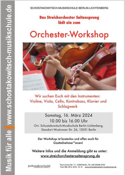 Orchester Workshop für Streichinstrumente, Klavier und Schlagwerk