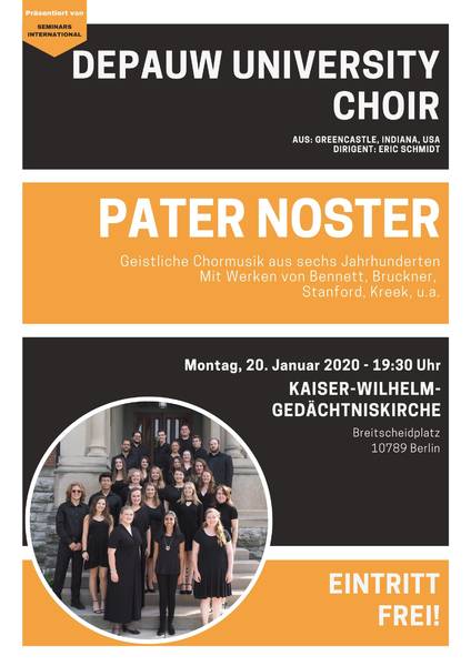 Konzert: "DePauw University Choir" (Indiana, USA) 