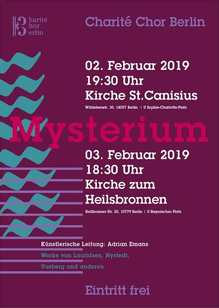 "Mysterium" - Winterkonzerte des Charité Chor Berlin am 02. und 03. Februar 2019