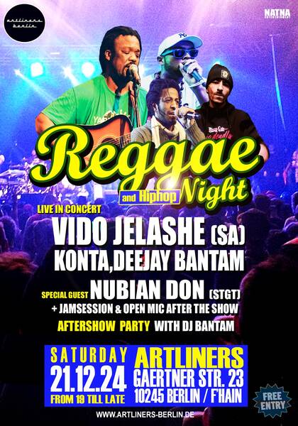 Artliners Reggae & Hiphop Special Live Concerts and Afterparty