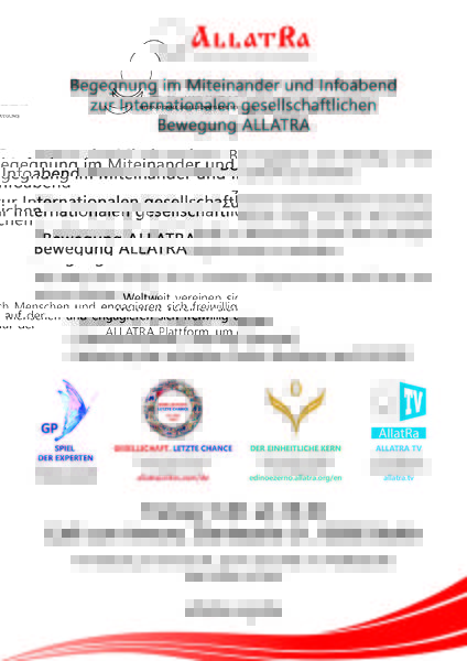 Begegnung im Miteinander und Infoabend zur internationalen gesellschaftlichen Bewegung AllatRa
