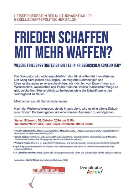 Frieden schaffen mit mehr Waffen? -  Welche Friedensstrategien gibt es in kriegerischen Konflikten?