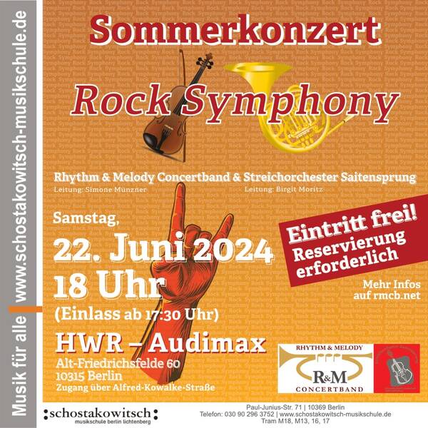 Sommerkonzert „Rock Symphony“ vom Streichorchester Saitensprung und der Rhythm&Melody Concertband