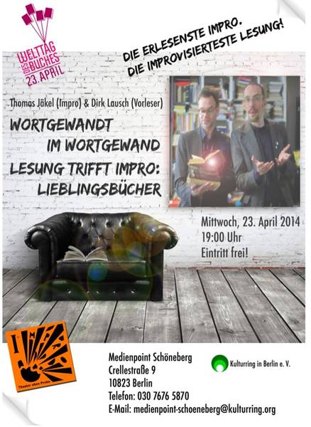 Thomas Jäkel & Dirk Lausch: Wortgewandt im Wortgewand. Lesung trifft Impro: Lieblingsbücher. Welttag des Buches. 
