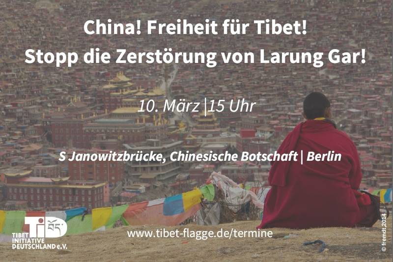 Freiheit für Tibet! Aktion zum 10. März vor der Chinesischen Botschaft