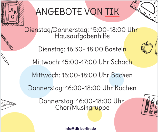 Kostenlose Angebote von Tik e.V