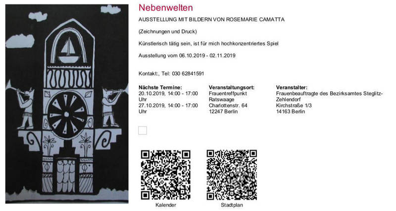 Ausstellung Nebenwelten. Einladung zum Offenen Sonntag am 20.10.2019