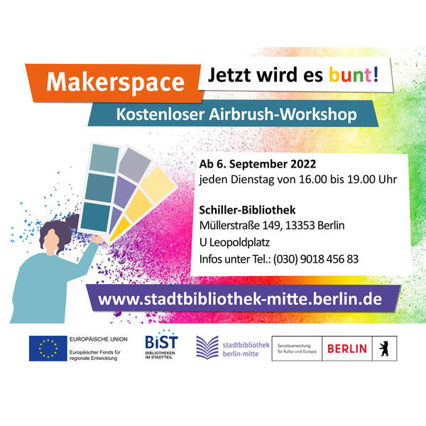 Jetzt wird es bunt – Airbrush-Workshop im Makerspace der Schiller-Bibliothek