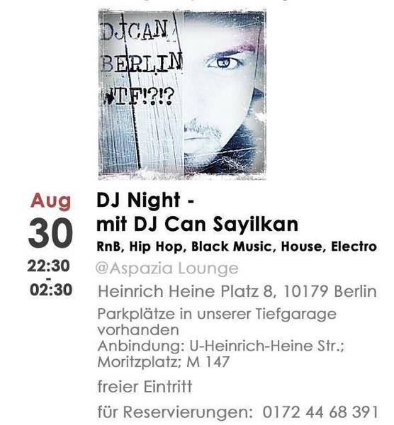 @Aspazia - Freitag: DJ Night mit DJ Can Sayilkan