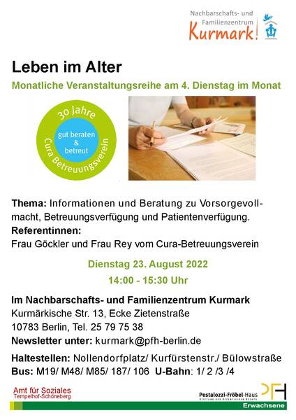Informationen zu Patientenverfügung und Betreuungsvollmacht