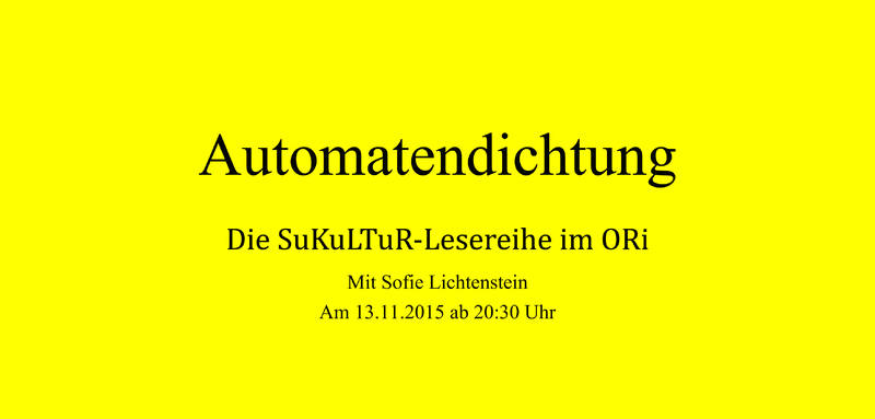 Automatendichtung: Auftaktlesung mit Sofie Lichtenstein