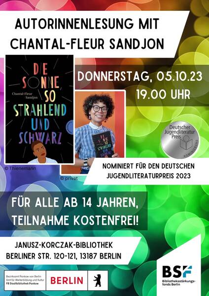 Autorinnenlesung mit Chantal-Fleur Sandjon aus "Die Sonne, so strahlend und Schwarz"